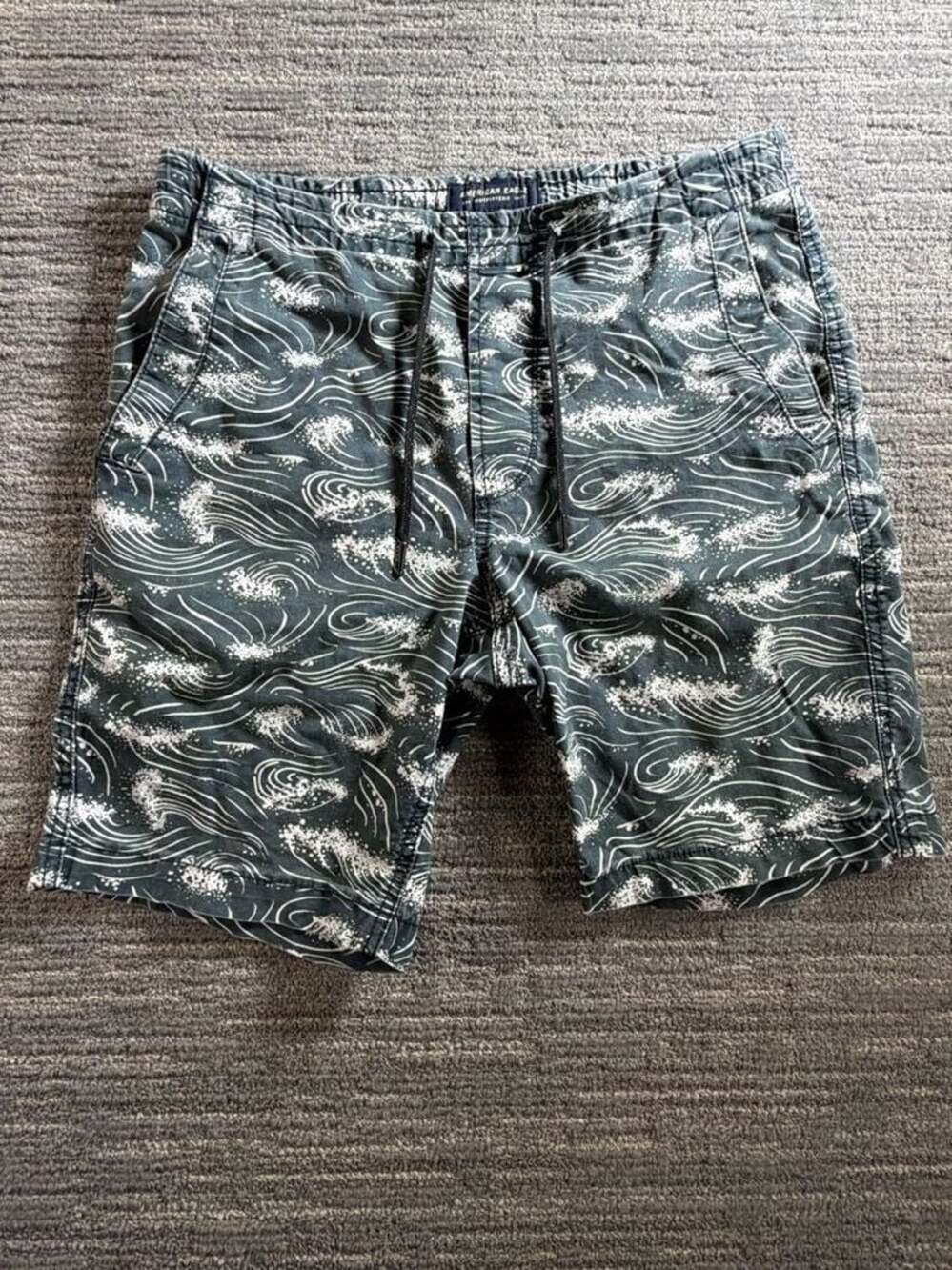 American Eagle Extreme Flex Wave Print Drawstring Shorts